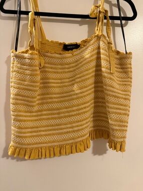Forever 21 yellow smocked crop top